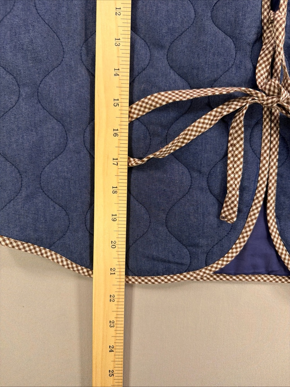 Polagram Blue Quilted Vest with Check Trim - Picture 8 of 14